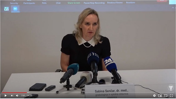 Sabina Senčar dr. med. novinarska konferenca 03 06 2020