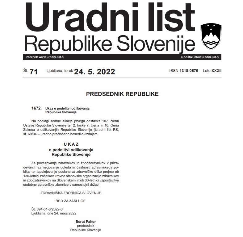 uradni list _ odlikovanje